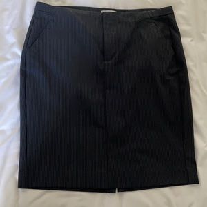 Black pinstriped stretch pencil skirt